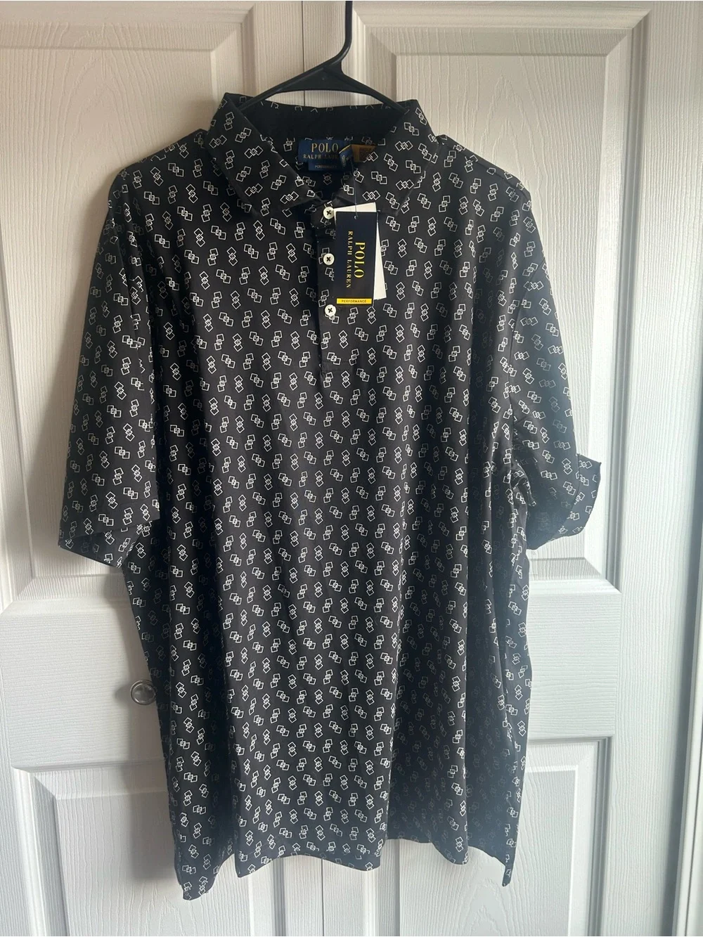 Polo Ralph Lauren Performance Polo – Black Geometric Print – Size XL – NWT